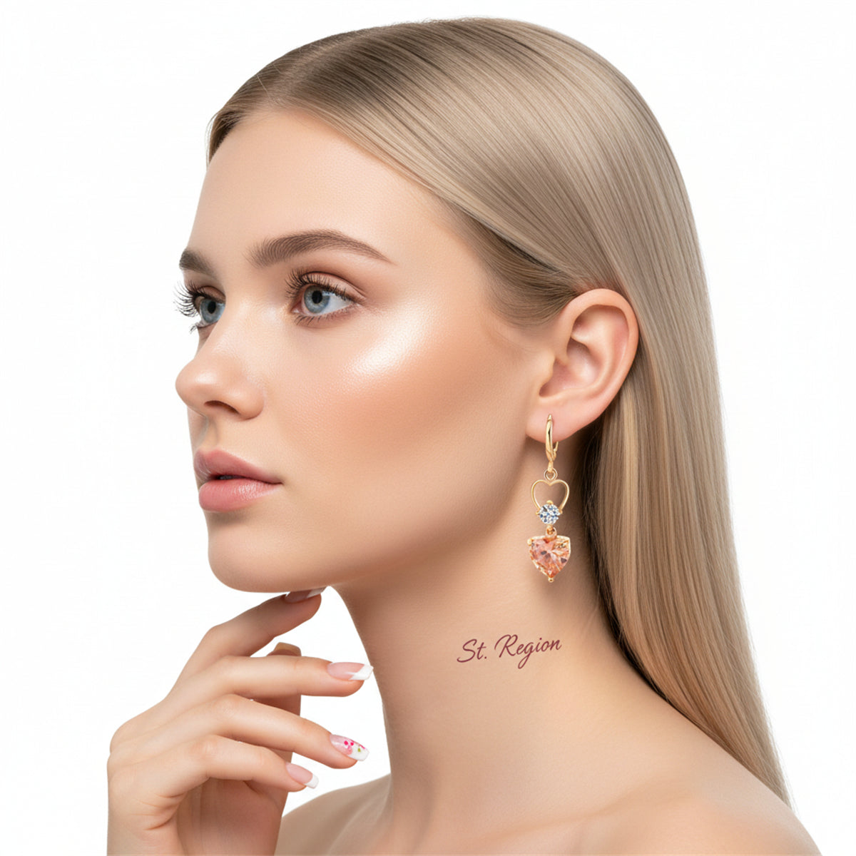 Champagne Crystal & Cubic Zirconia 18K Gold-Plated Heart Dangle Earring