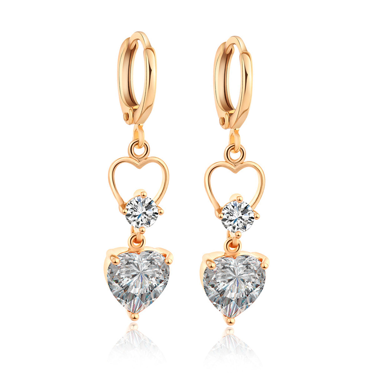 Crystal & Cubic Zirconia 18K Gold-Plated Heart Dangle Earring