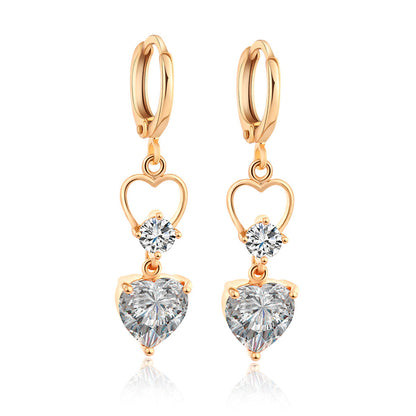 Crystal & Cubic Zirconia 18K Gold-Plated Heart Dangle Earring