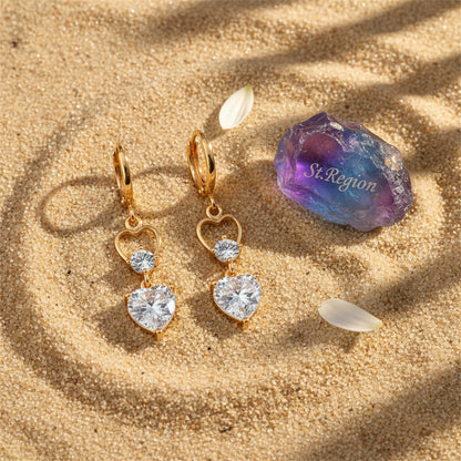 Crystal & Cubic Zirconia 18K Gold-Plated Heart Dangle Earring