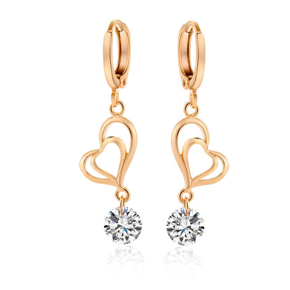 Clear Cubic Zirconia & 18K Gold-Plated Open Heart Drop Earrings
