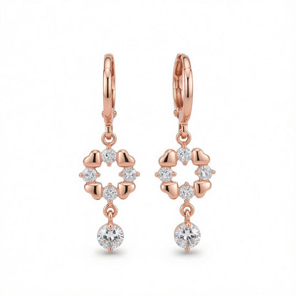 Cubic Zirconia and 18K Rose Gold-Plated Geometric Drop Earrings, rose gold huggie earrings, side view
