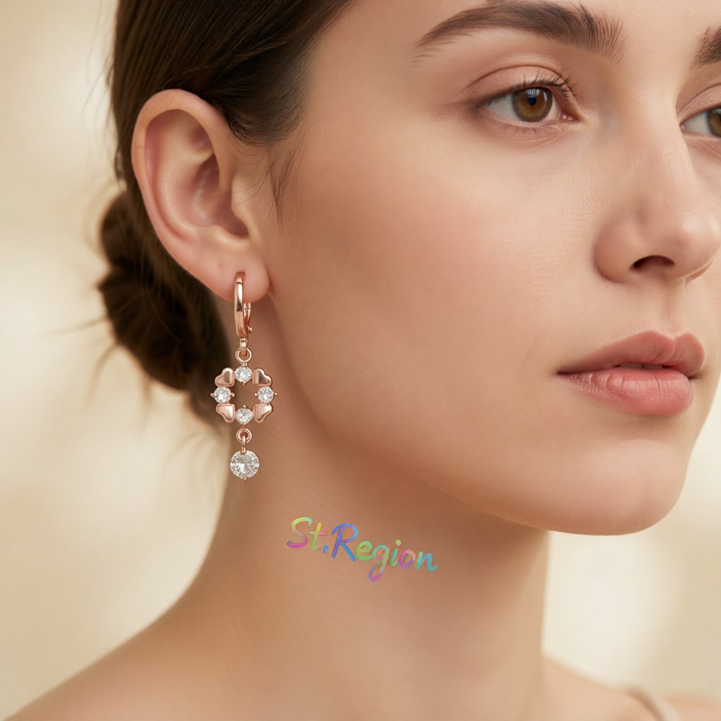 Cubic Zirconia and 18K Rose Gold-Plated Geometric Drop Earrings, rose gold huggie earrings, styled look