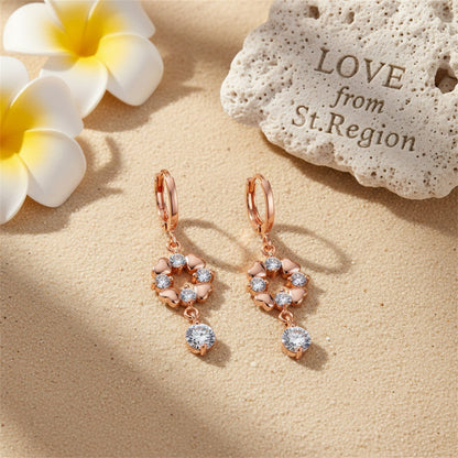 Cubic Zirconia and 18K Rose Gold-Plated Geometric Drop Earrings, rose gold huggie earrings, lifestyle look