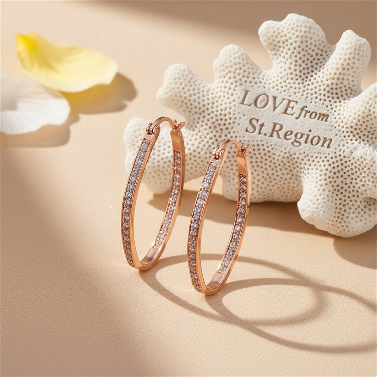 Cubic Zirconia and 18K Rose Gold-Plated Hoop Earrings, rose gold hoop earrings for women, everyday style, lifestyle look