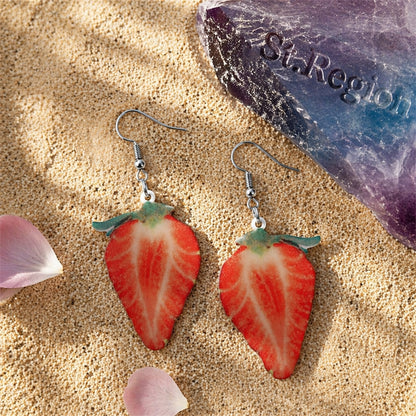 Red Acrylic & Silver-Plated Strawberry Drop Earrings