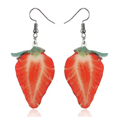 Red Acrylic & Silver-Plated Strawberry Drop Earrings