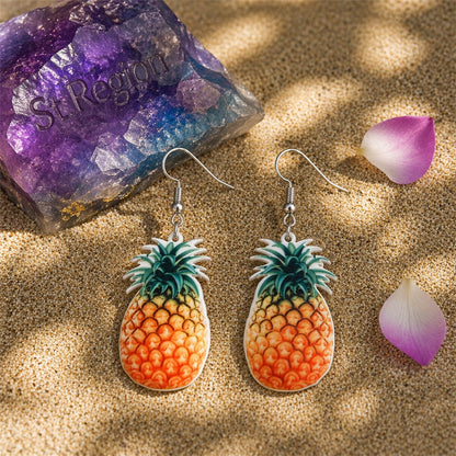 Yellow Acrylic & Silver-Plated Pineapple Drop Earrings