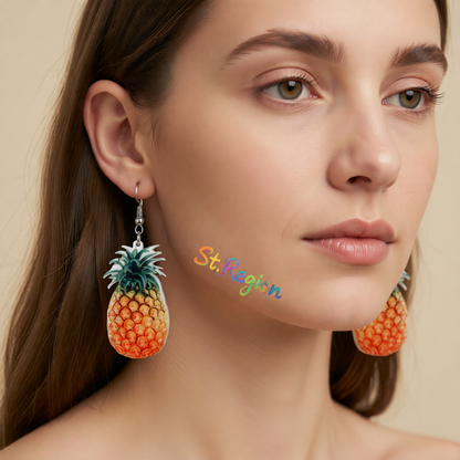 Yellow Acrylic & Silver-Plated Pineapple Drop Earrings