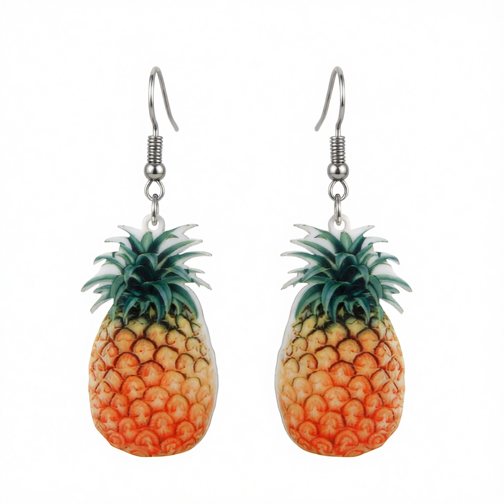 Yellow Acrylic & Silver-Plated Pineapple Drop Earrings