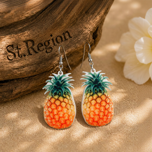 Yellow Acrylic & Silver-Plated Pineapple Drop Earrings