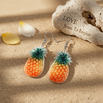 Yellow Acrylic & Silver-Plated Pineapple Drop Earrings