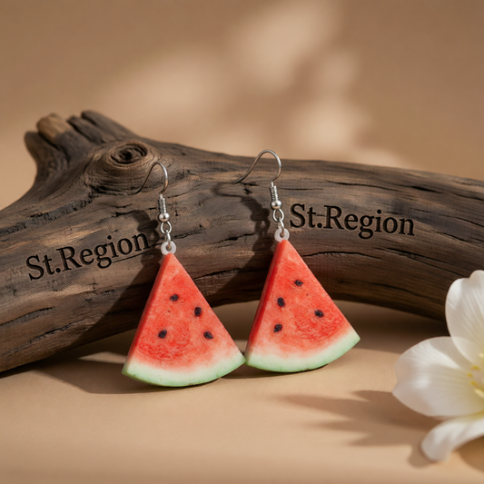 Red Acrylic & Silver-Plated Watermelon Drop Earrings