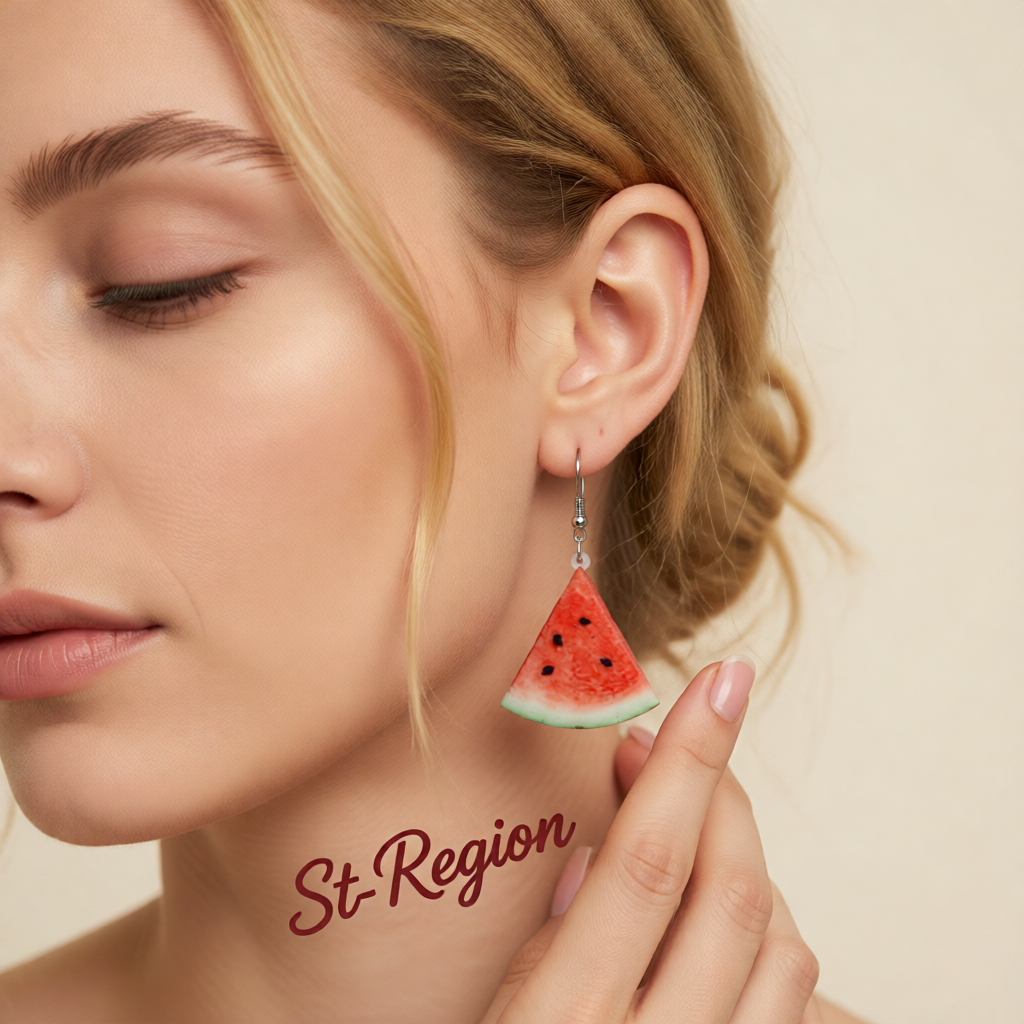 Red Acrylic & Silver-Plated Watermelon Drop Earrings