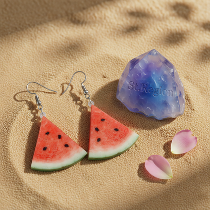 Red Acrylic & Silver-Plated Watermelon Drop Earrings