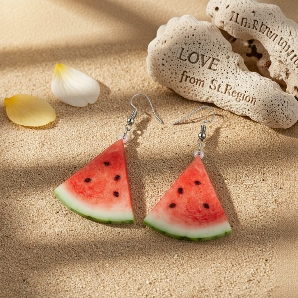 Red Acrylic & Silver-Plated Watermelon Drop Earrings