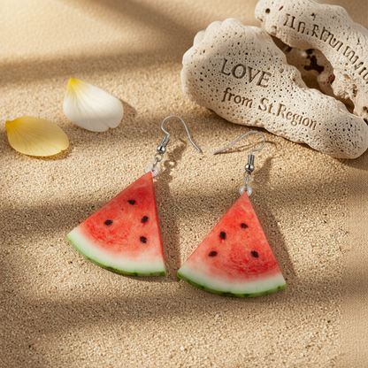 Red Acrylic & Silver-Plated Watermelon Drop Earrings