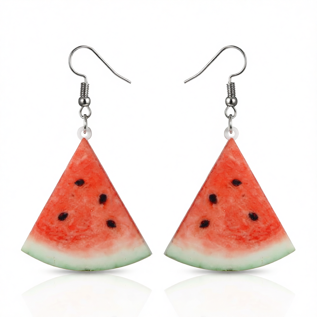 Red Acrylic & Silver-Plated Watermelon Drop Earrings