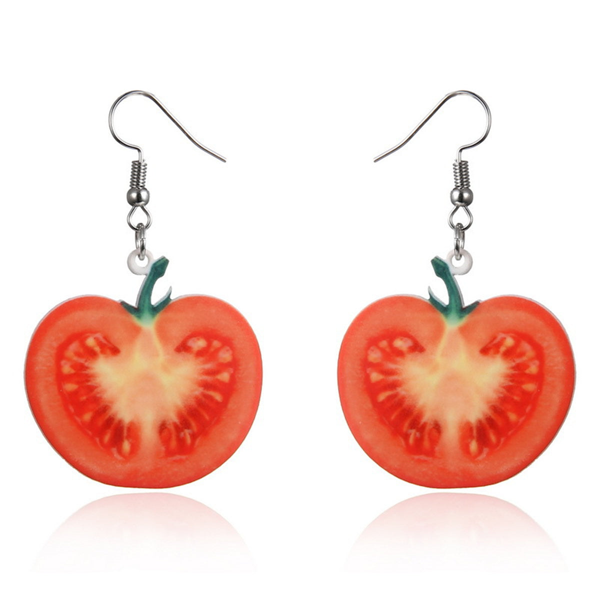 Red Acrylic & Silver-Plated Tomato Drop Earrings