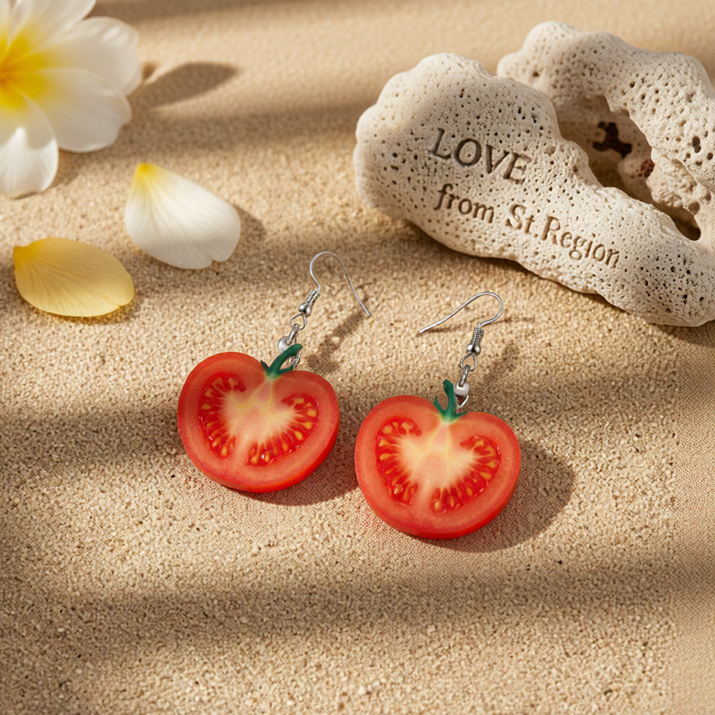 Red Acrylic & Silver-Plated Tomato Drop Earrings