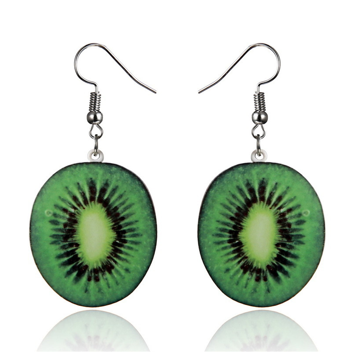 Green Acrylic & Silver-Plated Kiwifruit Drop Earrings