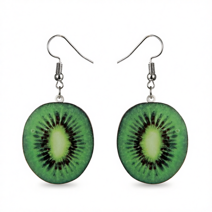 Green Acrylic & Silver-Plated Kiwifruit Drop Earrings