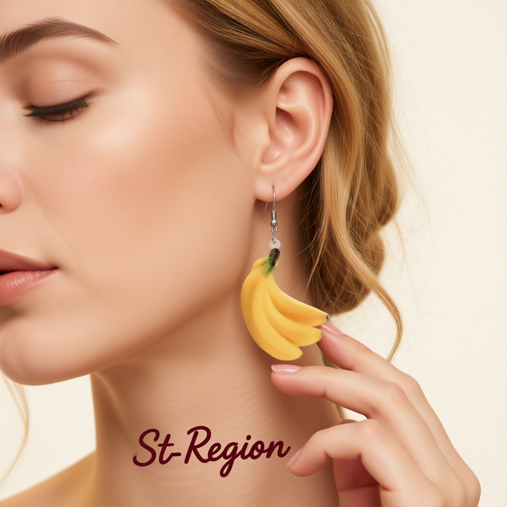 Yellow Acrylic and Silver-Plated Banana Drop Earrings, silver drop earrings for women, botanical inspired, styled look