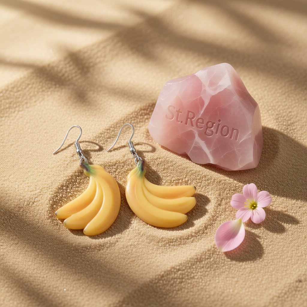 Yellow Acrylic and Silver-Plated Banana Drop Earrings, silver drop earrings for women, botanical inspired, detail close-up