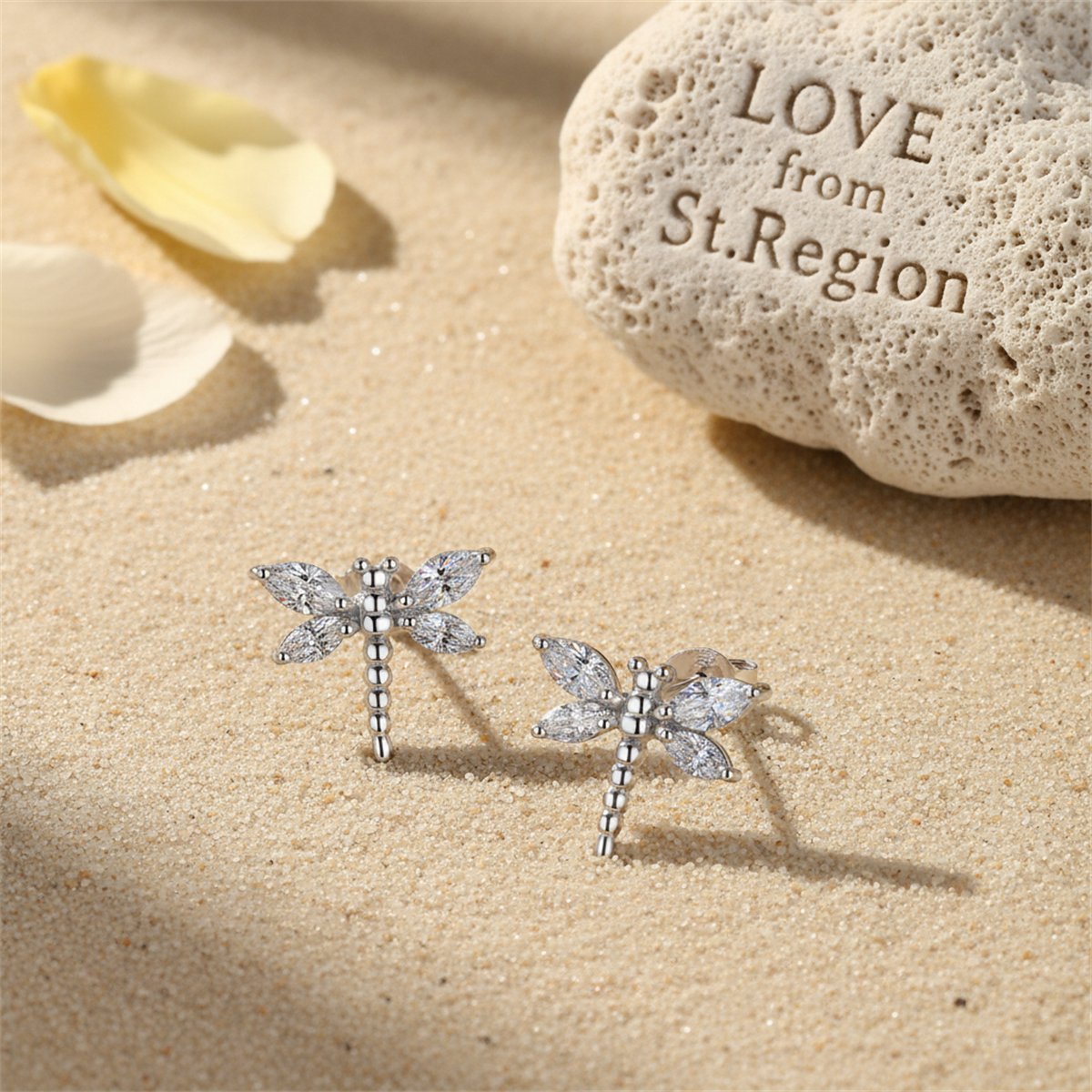 Crystal and Silver-Plated Dragonfly Stud Earrings, silver stud earrings for women, vintage-inspired design, lifestyle look