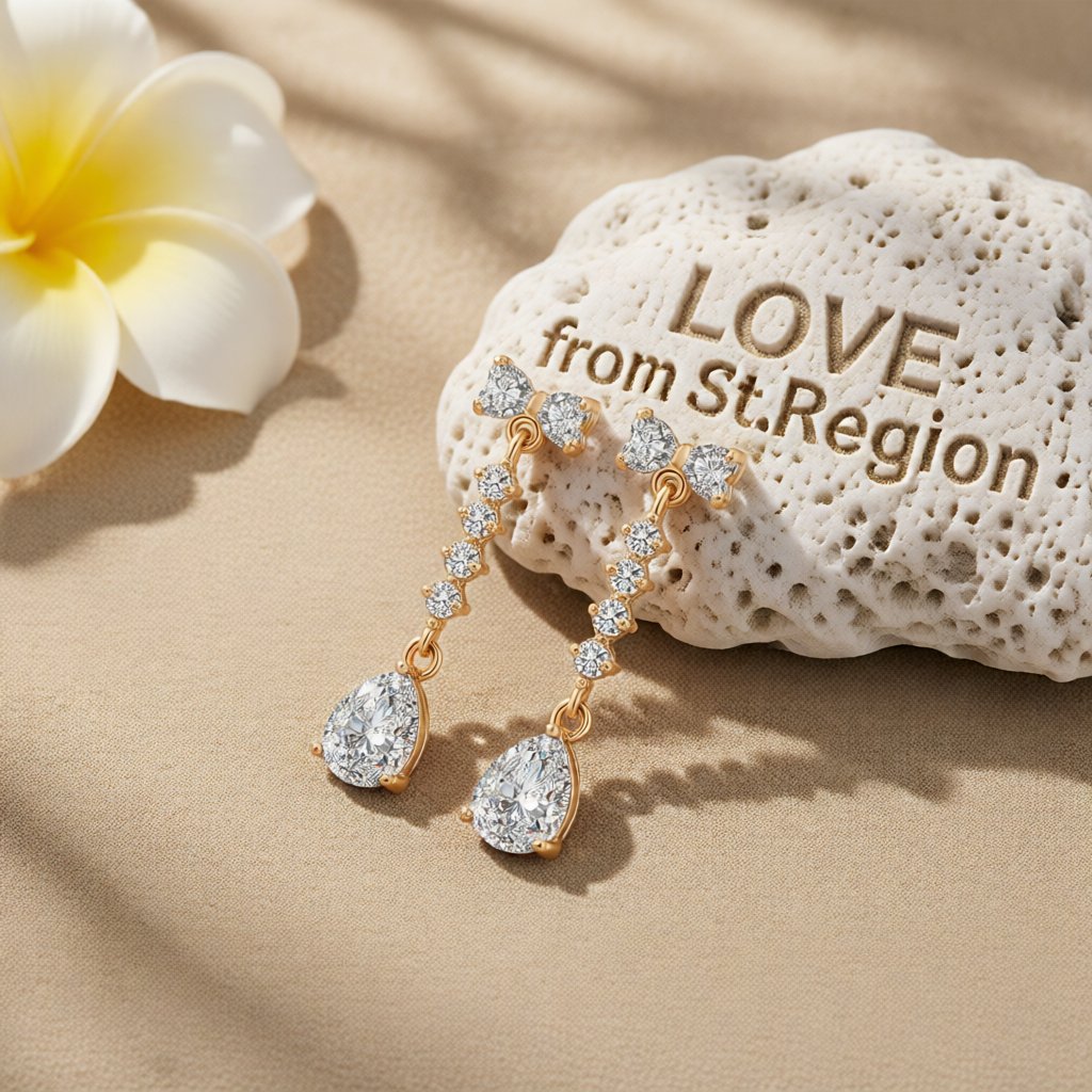 Crystal and Cubic Zirconia Bow Drop Earrings, drop earrings for women, botanical inspired, lifestyle look