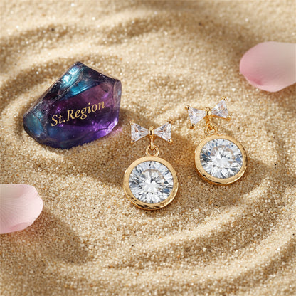 Crystal & 18K Gold-Plated Bow Drop Earrings