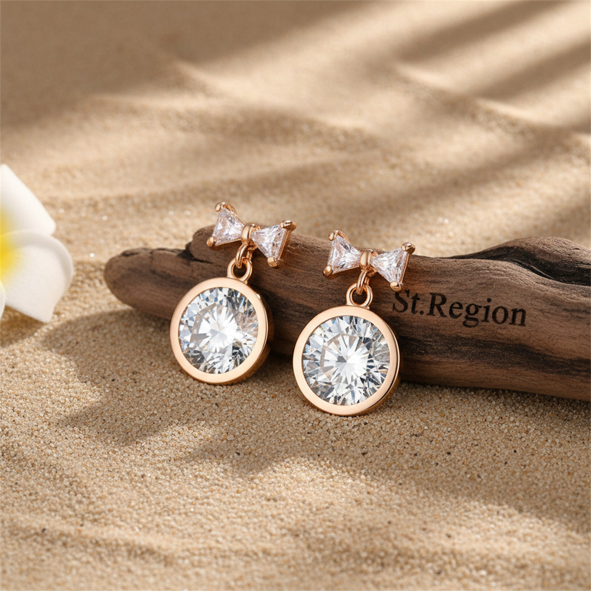 Crystal & 18K Gold-Plated Bow Drop Earrings