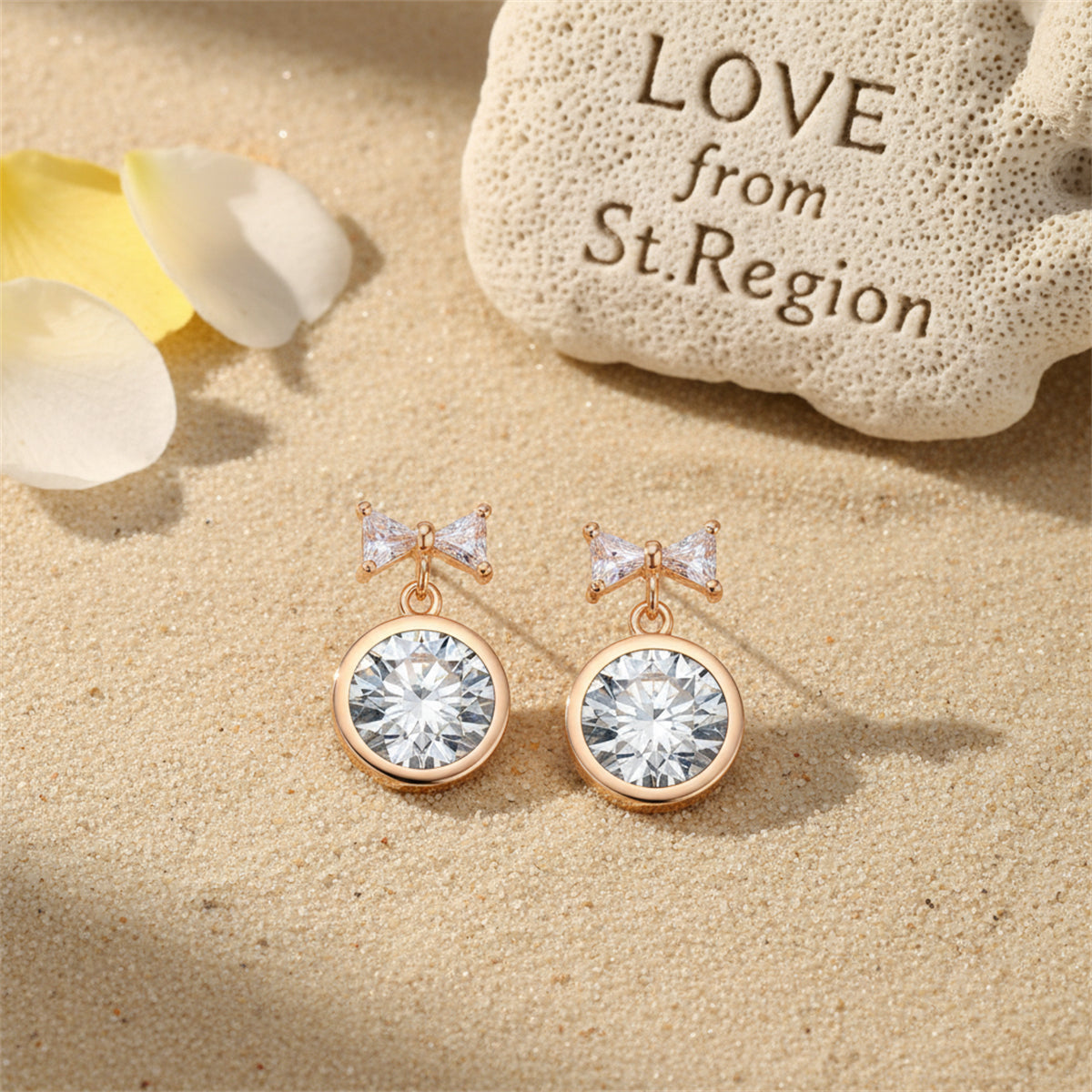 Crystal & 18K Gold-Plated Bow Drop Earrings