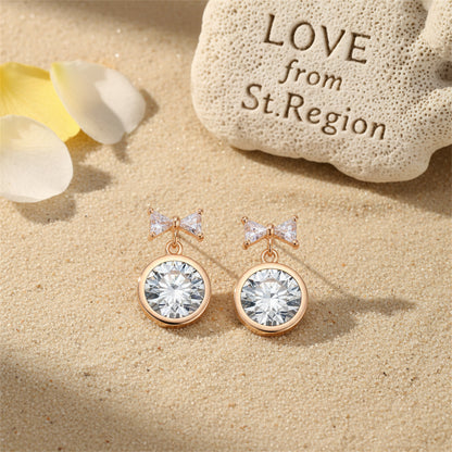 Crystal & 18K Gold-Plated Bow Drop Earrings