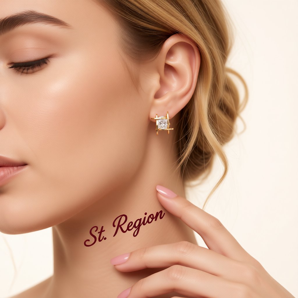 Crystal and 18K Gold-Plated Caged Stud Earrings, gold stud earrings for women, everyday style, styled look