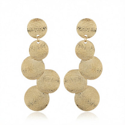 18K Gold-Plated Linking Round Drop Earrings, gold drop earrings for women, elegant gift for her, side view
