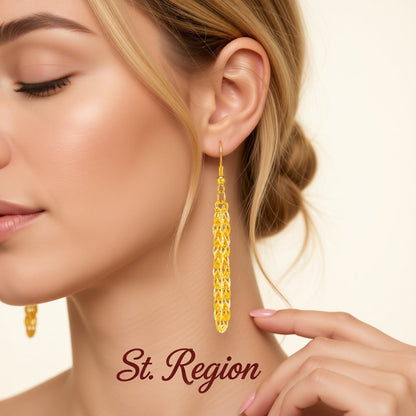 24K Gold-Plated Tassel Drop Earrings, gold drop earrings for women, vintage-inspired design, styled look