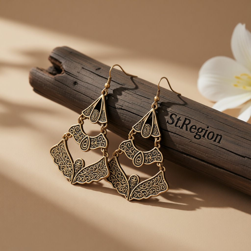 18K Gold-Plated Linking Butterfly Drop Earrings, gold drop earrings for women, everyday style, front view