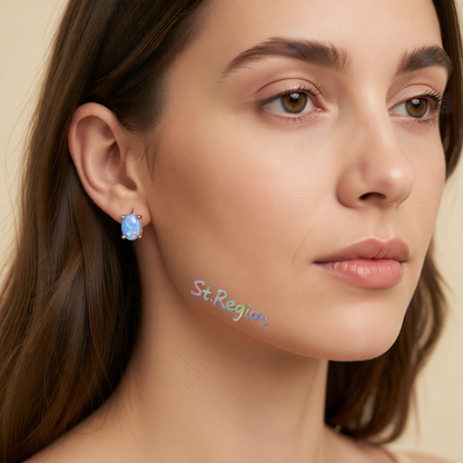 Blue Egg Opal & 18K Gold-Plated Stud Earrings