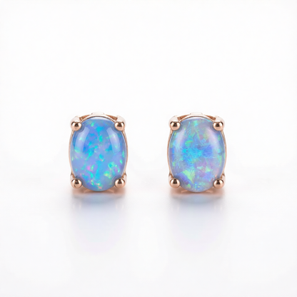 Blue Egg Opal & 18K Gold-Plated Stud Earrings