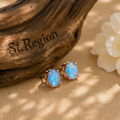 Blue Egg Opal & 18K Gold-Plated Stud Earrings