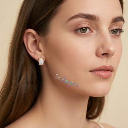 White Egg Opal & 18K Gold-Plated Stud Earrings