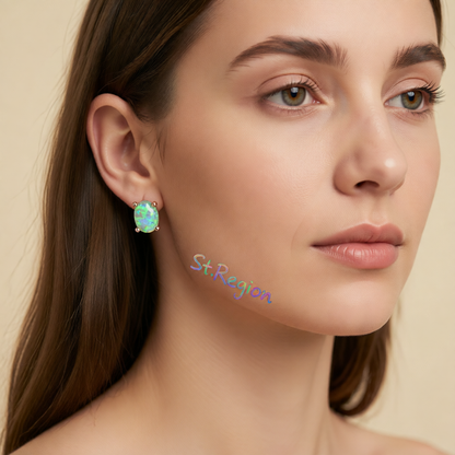 White Egg Opal & 18K Rose Gold-Plated Stud Earrings