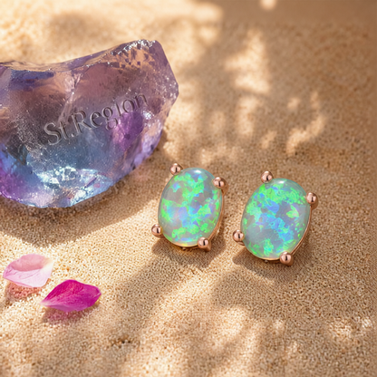 White Egg Opal & 18K Rose Gold-Plated Stud Earrings