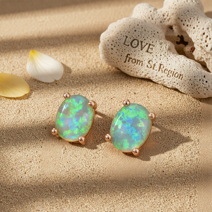 White Egg Opal & 18K Rose Gold-Plated Stud Earrings