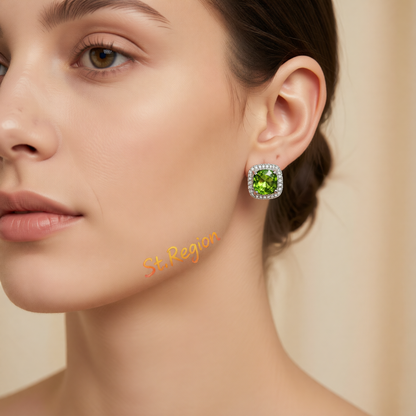 Olive Princess Crystal & Cubic Zirconia Silver-Plated Halo Stud Earrings