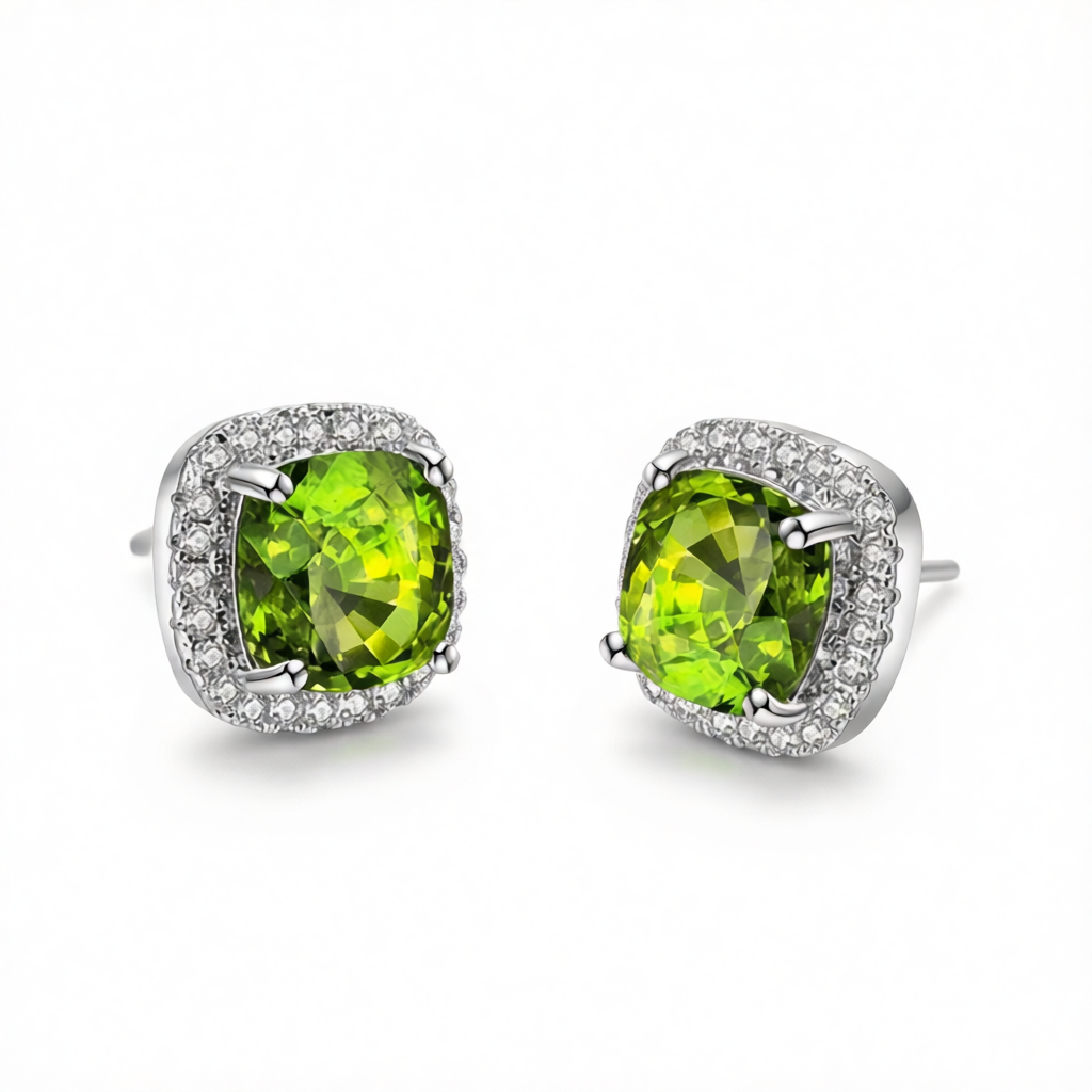 Olive Princess Crystal & Cubic Zirconia Silver-Plated Halo Stud Earrings