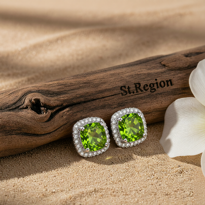 Olive Princess Crystal & Cubic Zirconia Silver-Plated Halo Stud Earrings