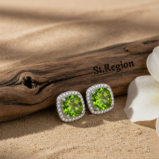 Olive Princess Crystal & Cubic Zirconia Silver-Plated Halo Stud Earrings