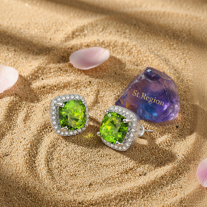 Olive Princess Crystal & Cubic Zirconia Silver-Plated Halo Stud Earrings